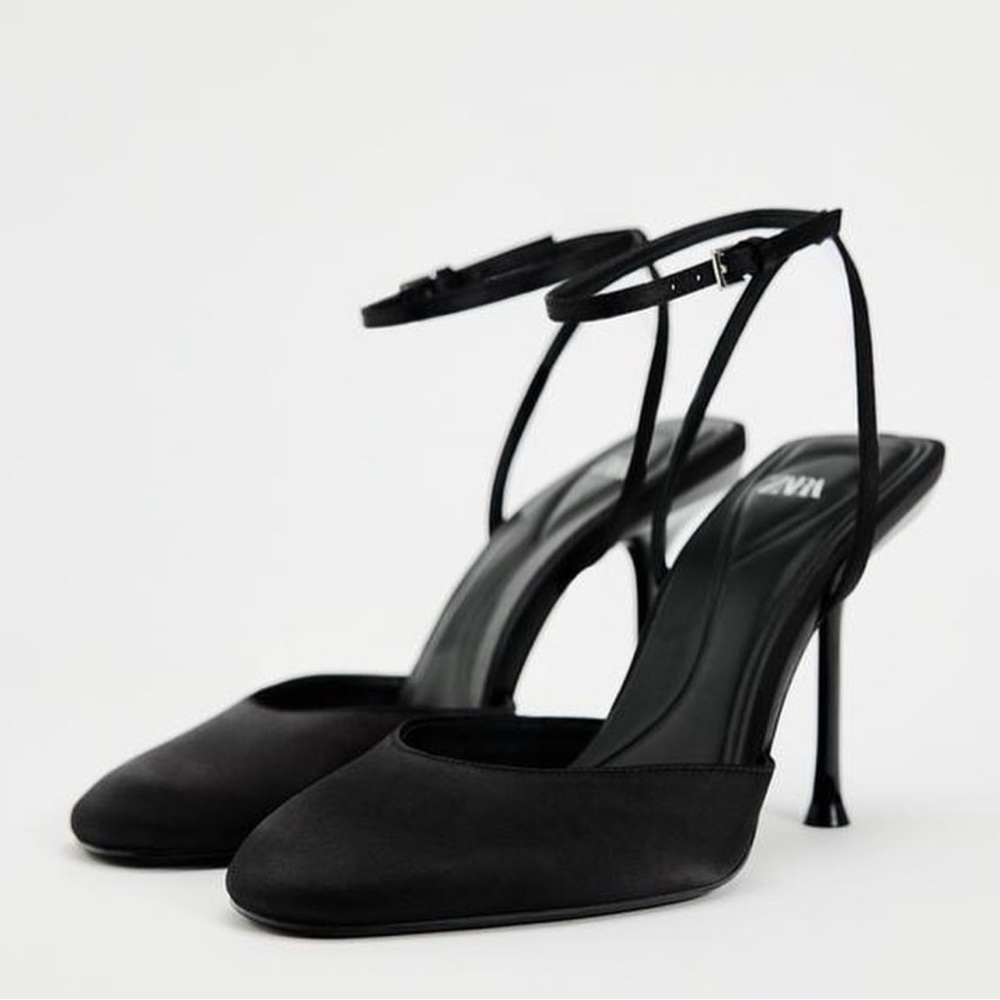 Zara Black Ankle Strap Heels